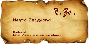 Negro Zsigmond névjegykártya